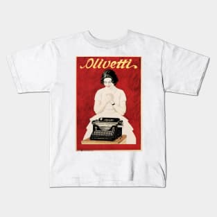 OLIVETTI Typewriter Writing Machine by Artist Marcelo Dudovich Italian Advertisement Poster Kids T-Shirt